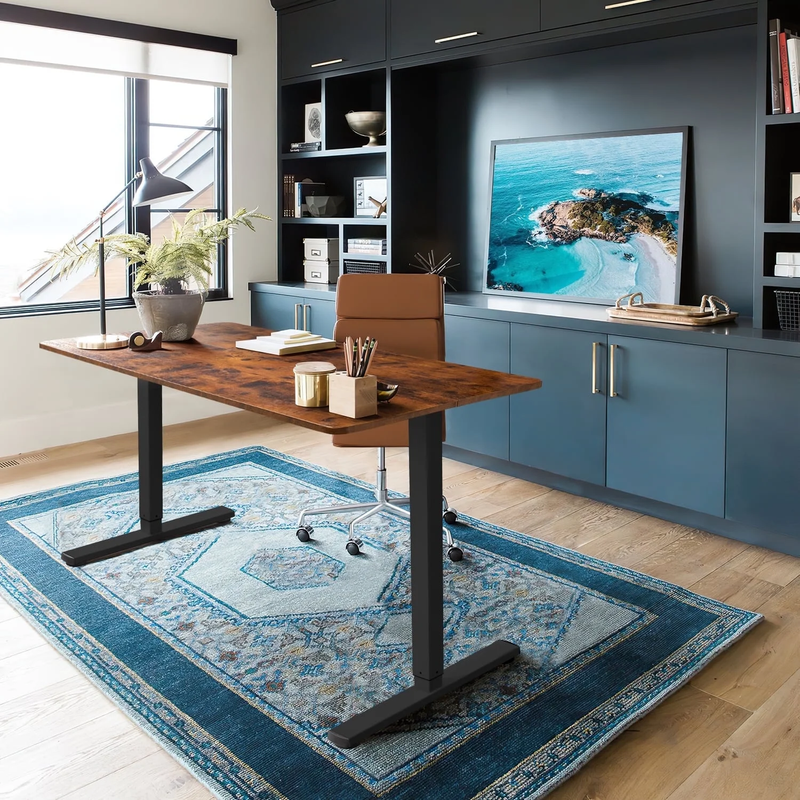 48"×24" Electric Height Adjustable Standing Desk T Shaped Metal Brown8