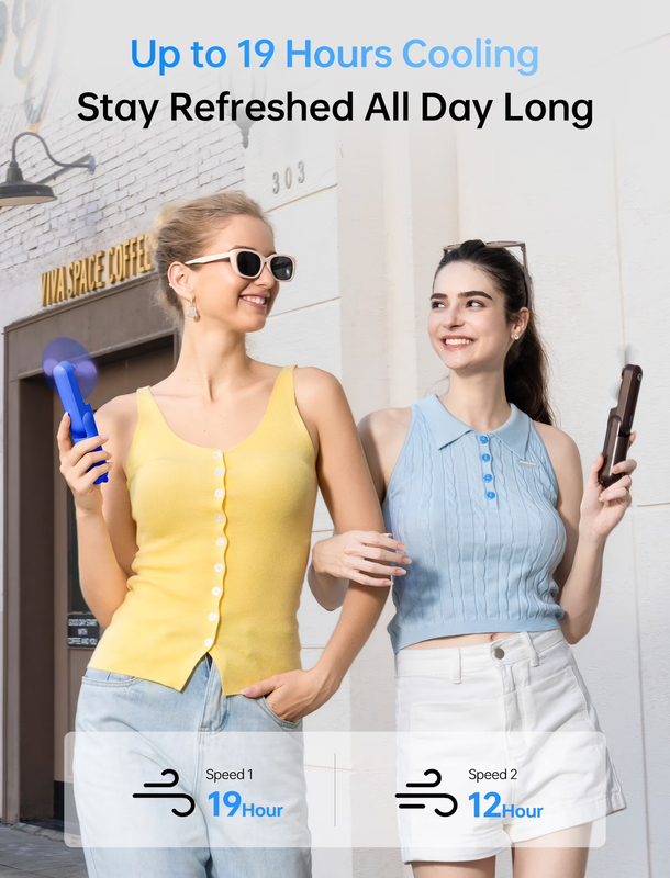 Portable Handheld Fan Rechargeable Mini Power Bank Flashlight Dark Blue4