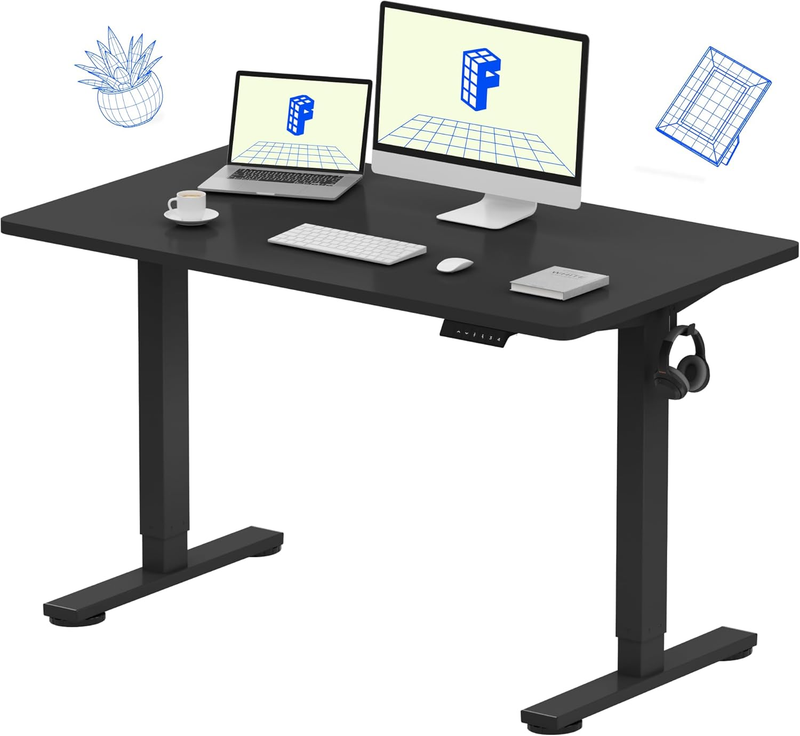 Electric Height Adjustable Standing Desk 48"x24" - Black Frame & Top9