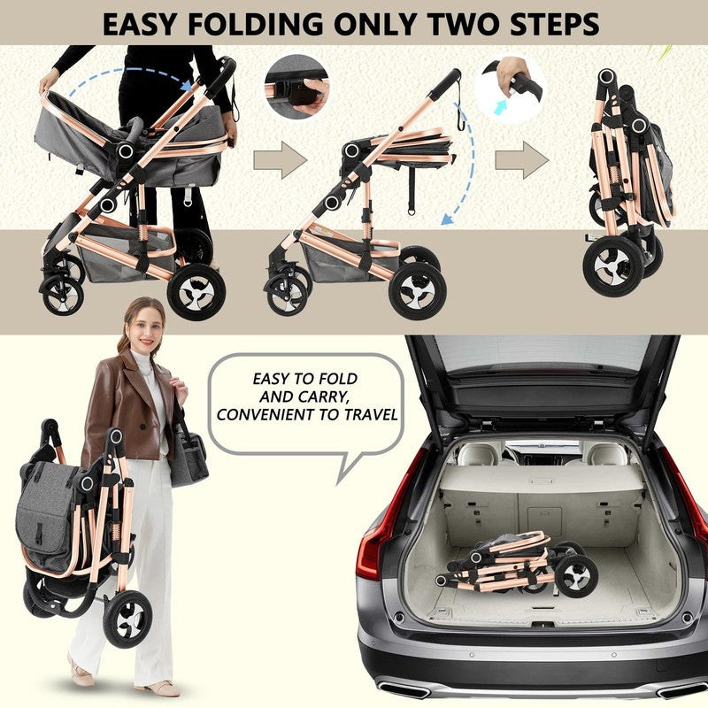 3-In-1 Convertible Baby Stroller with Big Seat and Adjustable Canopy, 24 Pound, 1