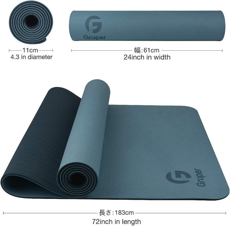Yoga Mat Non Slip Eco Friendly Exercise Fitness Mat w/ Carry Strap Home Gym Blue4