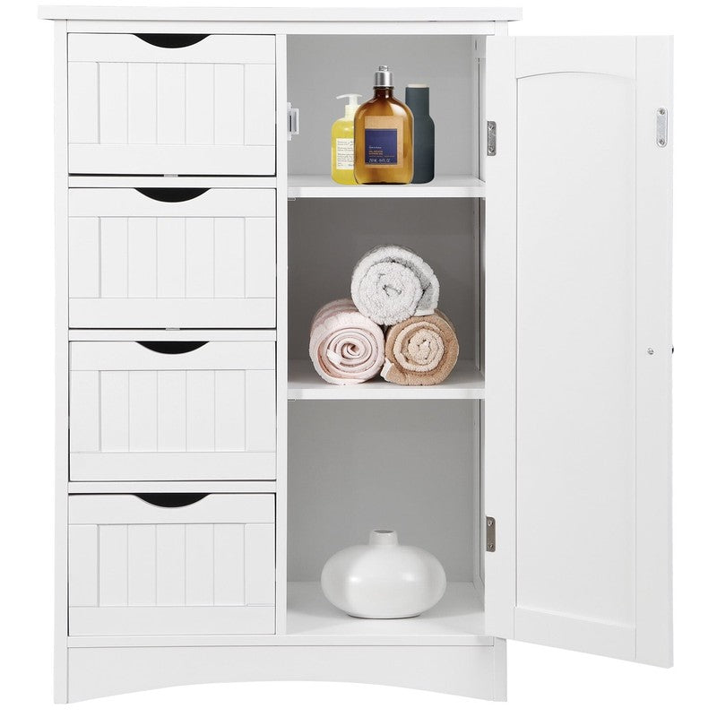 Freestanding Bathroom Floor Cabinet – 4-Drawer Storage with Adjustable Shelves, 7