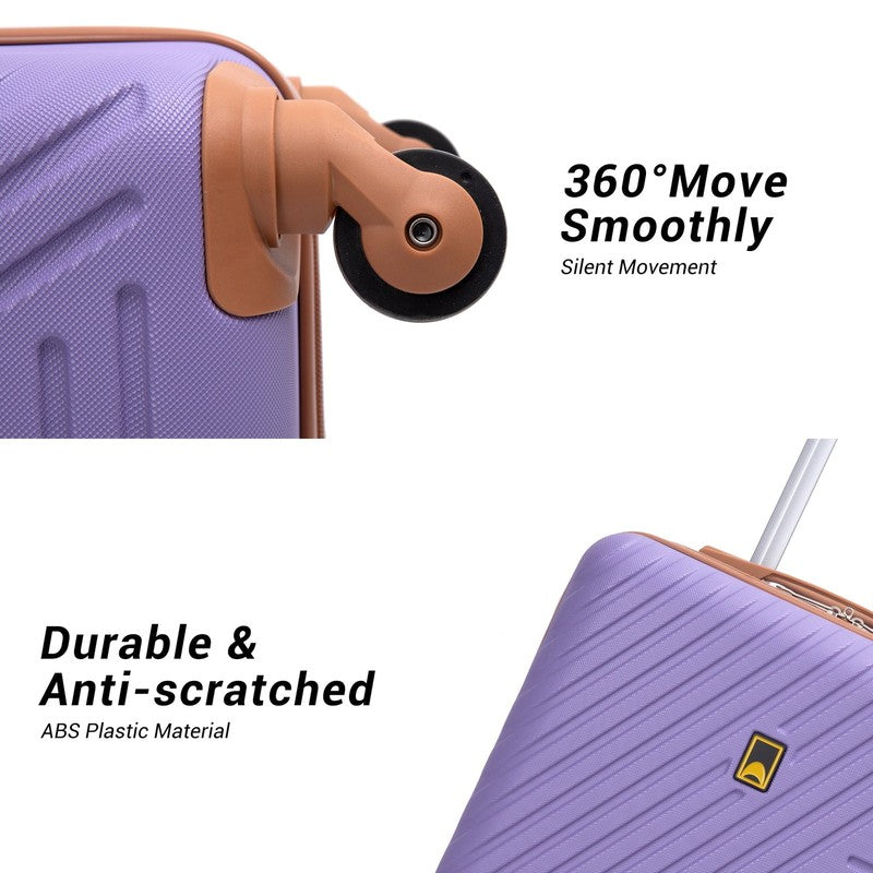 3 Piece Carry On Hardside Luggage Set Spinner Wheels Toiletry Light Purple2