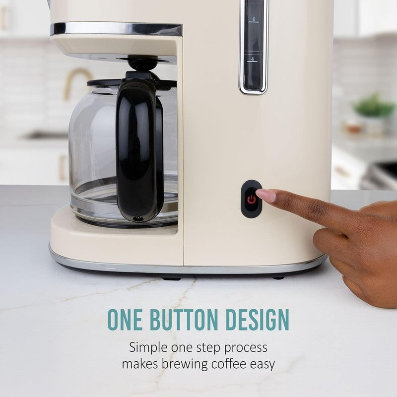 Retro 10 Cup Coffee Maker One-Touch Drip Brew Cream 50oz Carafe5