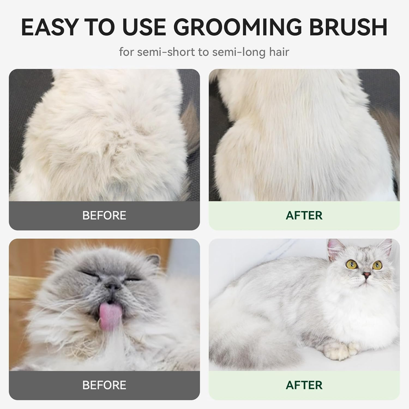 Cat Brush Shedding Cats Dogs Deshedding Removes Loose Fur Massage Forest Green6
