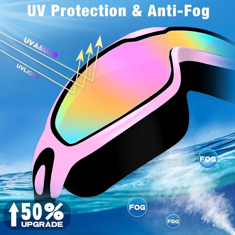 2 Pack Swimming Goggles UV Protection Anti Fog No Leak Clear Vision3