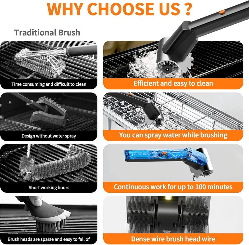 Rechargeable Electric BBQ Grill Brush, 2600Mah Battery, 2-Speed Power, LED Light5