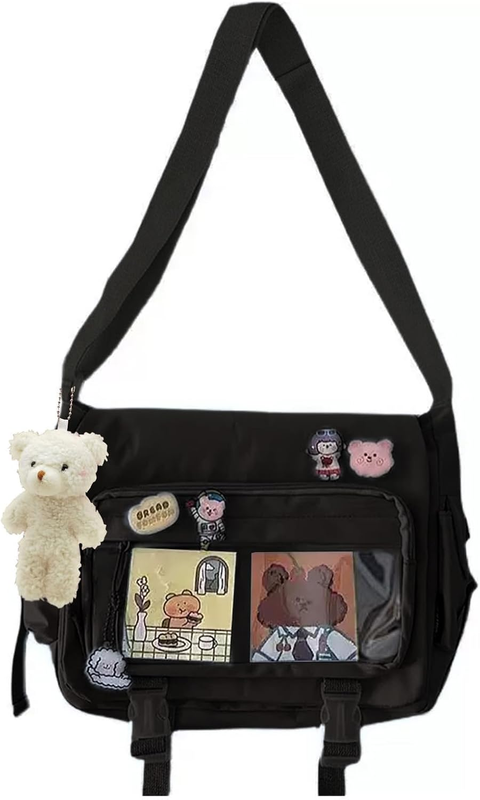Kawaii Ita Crossbody Bag Women Pin Plush Bear Japanese Y2K Shoulder Purse7