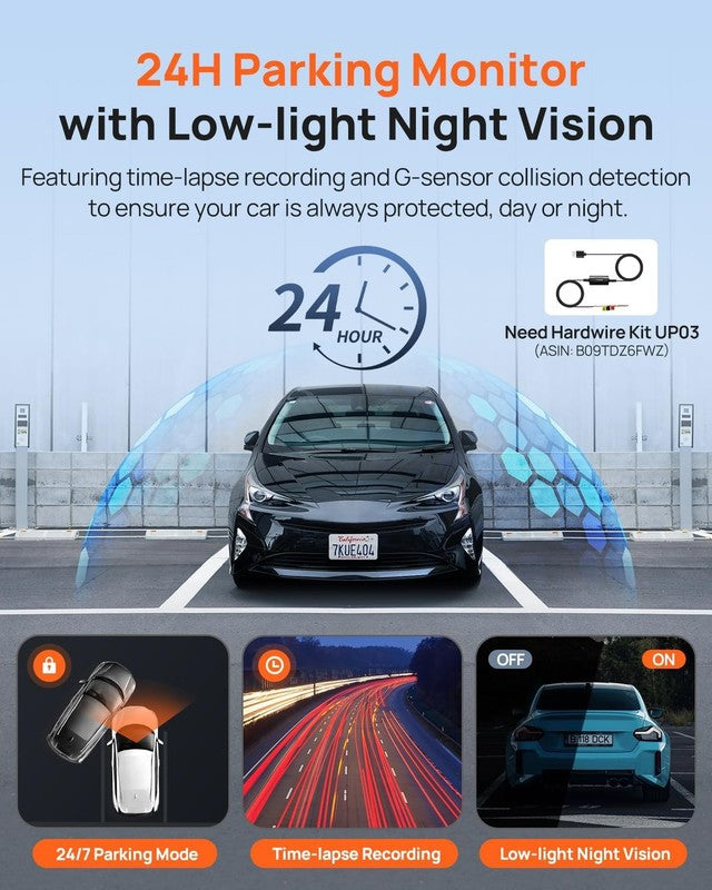 2.5K+1080P Dual Dash Cam Front/Rear A410 WiFi GPS Night Vision 64GB Included5