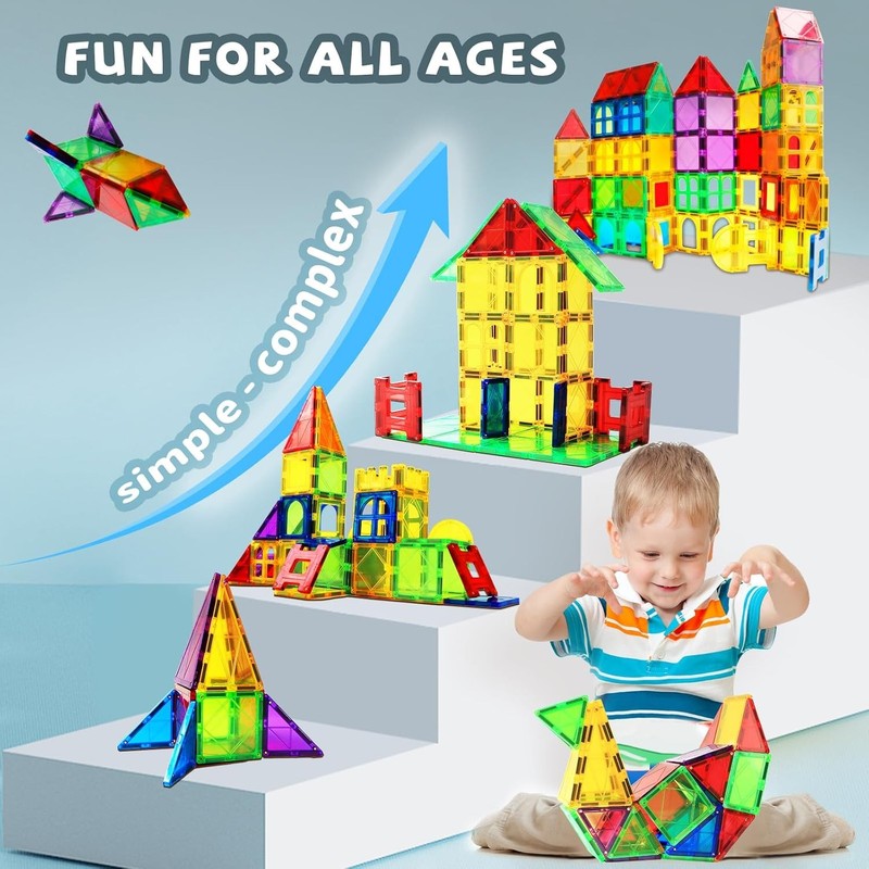 Magnetic Blocks - Magnetic Tiles Toys for Toddlers Kids Magnet Building Blocks P5