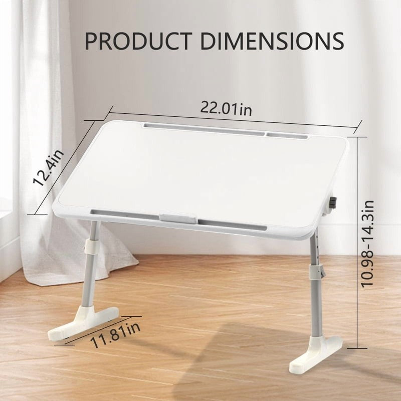 Height & Angle Adjustable Lap Desk Foldable Laptop Stand Bed Tray White5