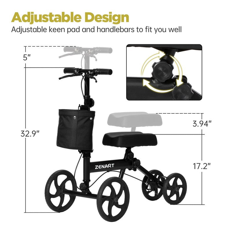 Economy Knee Scooter Foldable Walker for Foot Surgery Adult Crutch Alternative3