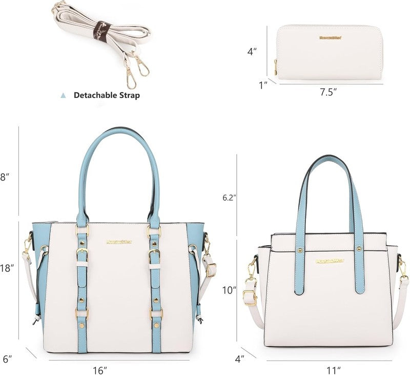 3PCS Purses for Women Tote Bag and Wallet Set Shoulder Satchel Handbags4