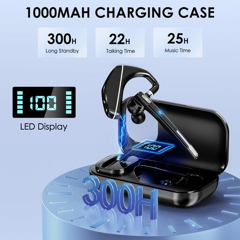 Bluetooth Headset V5.3 Wireless Earpiece Dual Mic 96H Talktime 1000mAh Case1