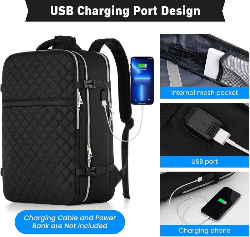 Travel Backpack for Women and Men, 40L Flight Approved Carry on Bag, Water Resis3