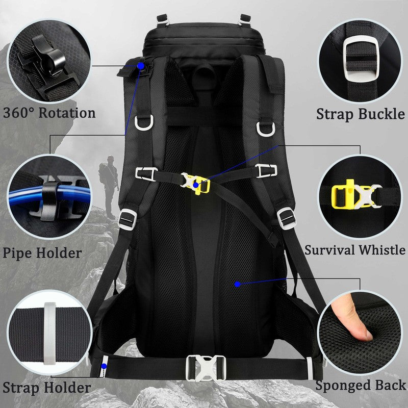 60L Travel Hiking Camping Backpack with Rain Cover, Backpack Water Resistant,Cli3