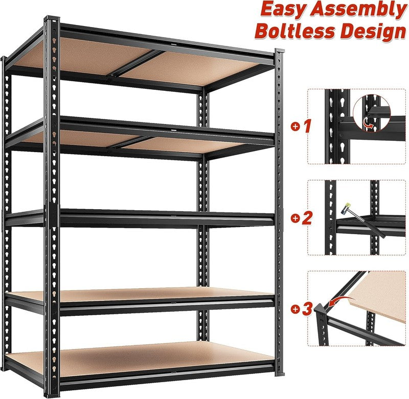 2020LBS Storage Shelves 5 Tier Garage Shelving Heavy Duty, Adjustable Metal Shel7