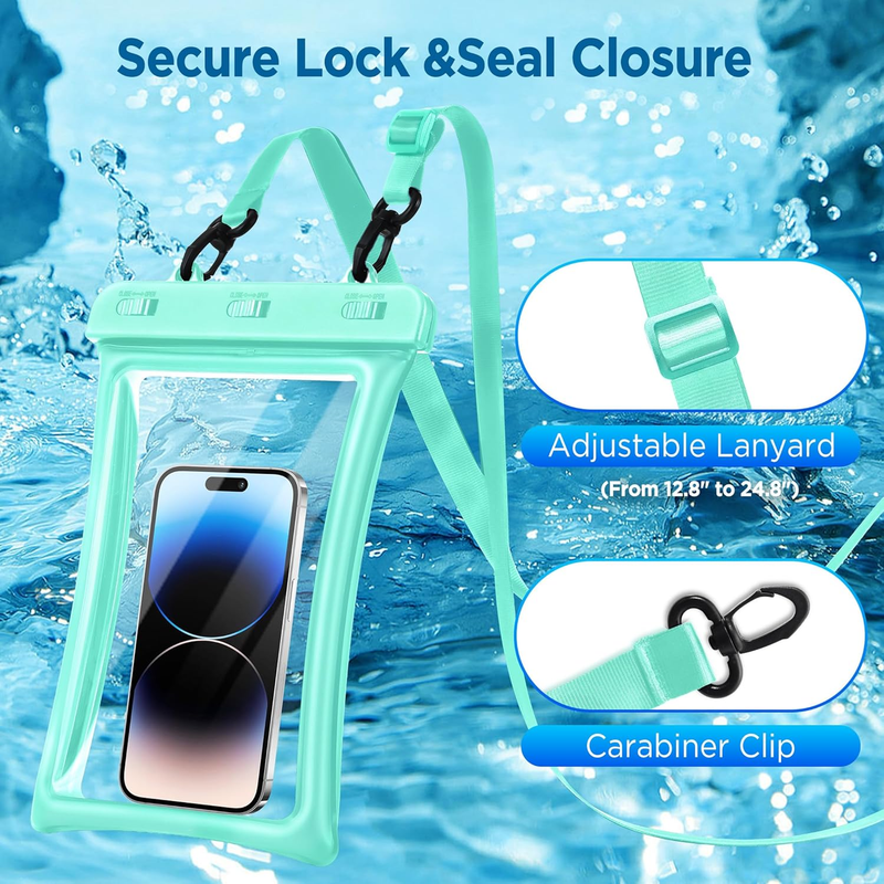 Floatable Phone Pouch 2 Pack Waterproof IPX8 Travel Beach Bag5
