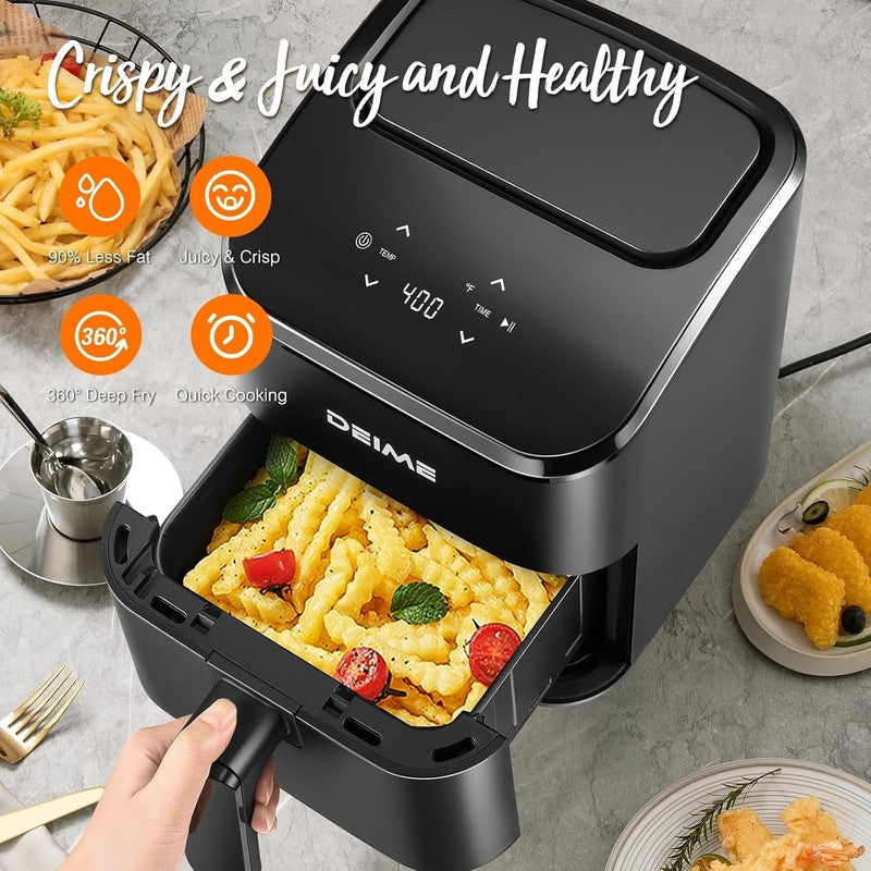 3Qt Small Air Fryer Digital Compact Nonstick Dishwasher Safe Quiet Black3