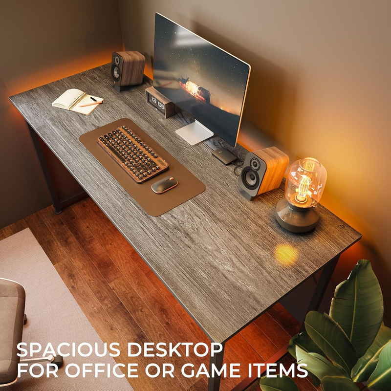 55" Computer Desk Grey   Home Office, Gaming, Sturdy Frame, Modern Design8