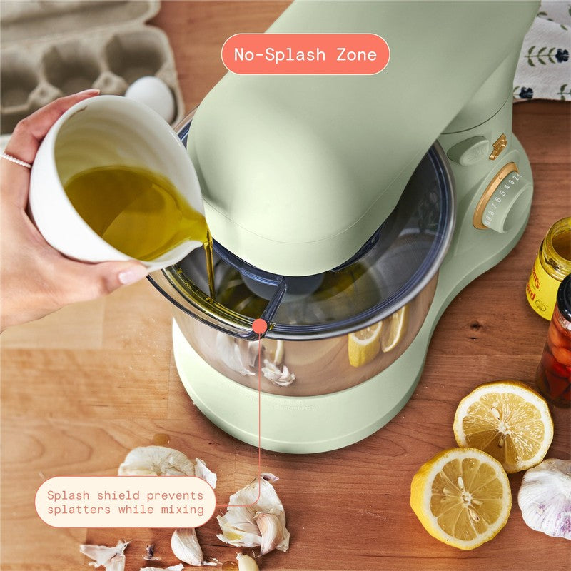 3.5 Qt Stand Mixer Sage Green w/ Flat Beater Dough Hook & Whisk5