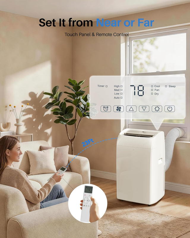 14000 BTU Portable Air Conditioner Quiet AC Unit Cools 700 Sq Ft6