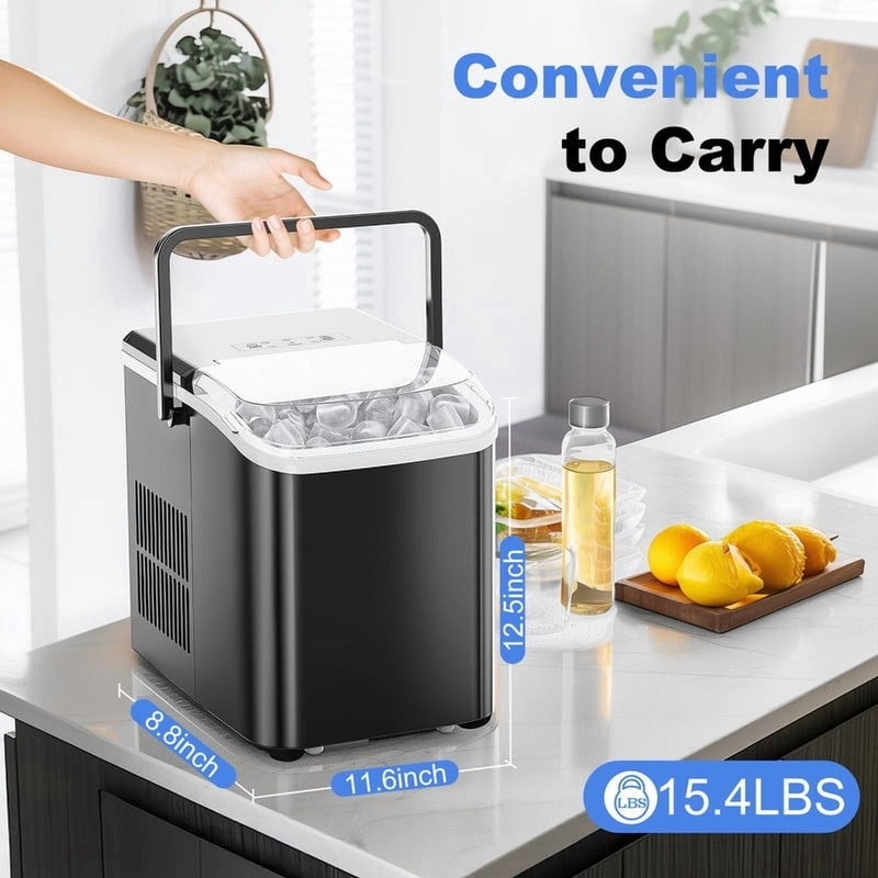 Countertop Ice Maker, 9 Bullet Ice Cubes in 6 Mins, 26Lbs/24H, W/ Scoop & Basket6