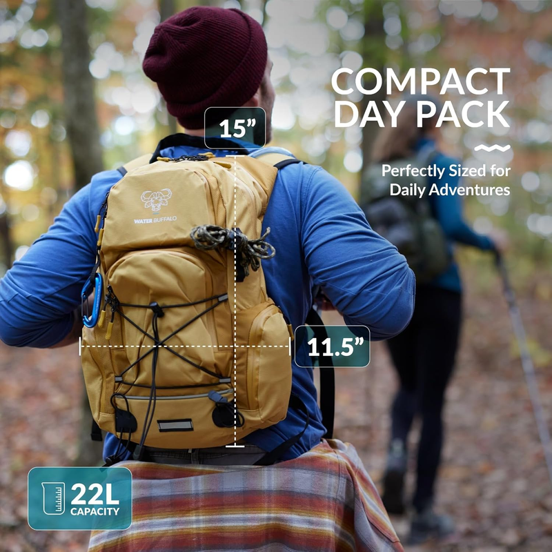 22L Hydration Backpack with Water Bladder Hiking Pack Waterproof Zippers4
