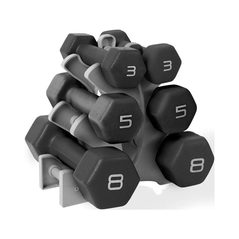 Barbell 32 Lb Neoprene Dumbbell Set with Rack, Black0