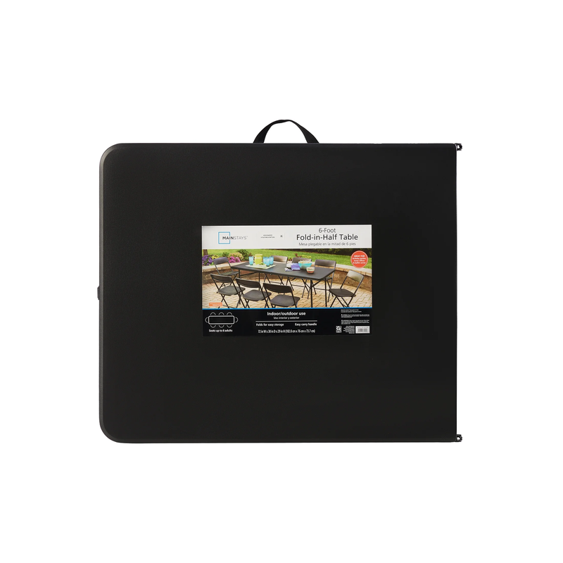6 Foot Bi-Fold Plastic Folding Table, Black10