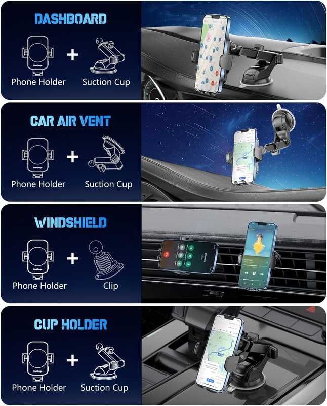 Wireless Car Charger 3 in 1 Fast Charging Phone Mount Auto Clamping Holder2
