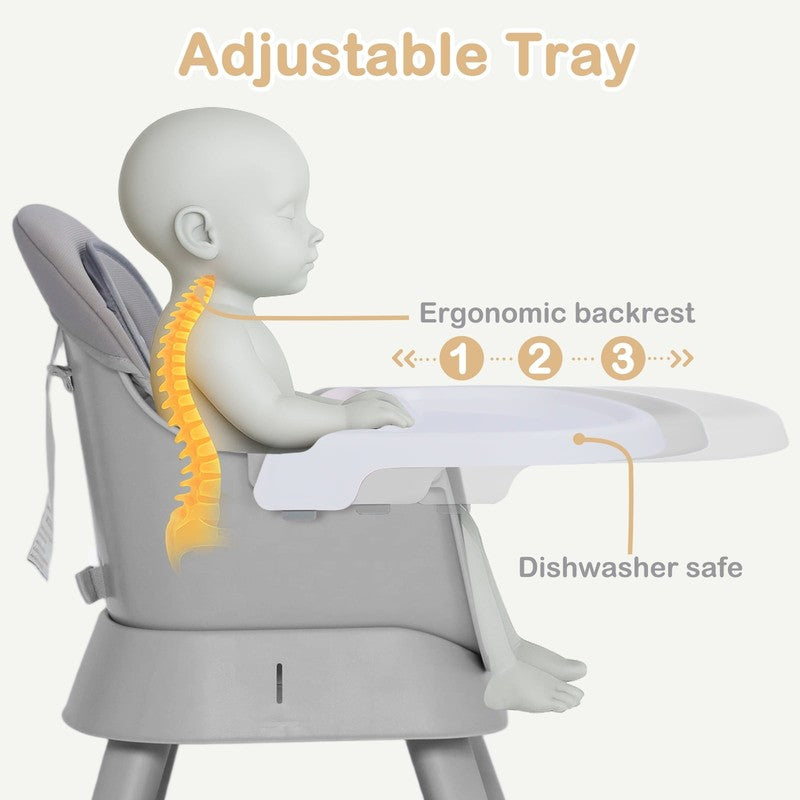 8 in 1 Baby High Chair, Toddler Dining Booster Seat for Eating, Light Grey3
