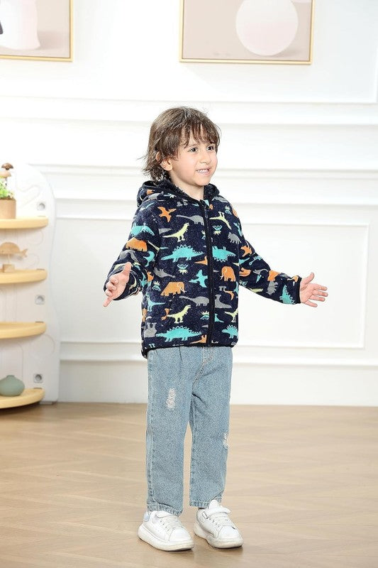 Toddler Fleece Jacket Hooded Zipper Warm Outerwear for Boys & Girls 1 6Y Sizes3