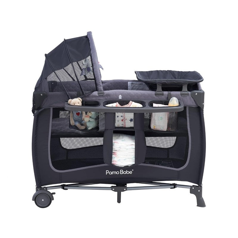 Baby Playard with Canopy, Portable Crib with Changing Table7