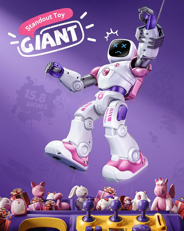 Pink Smart RC Robot Toy for Kids Programmable Voice App Control STEM2