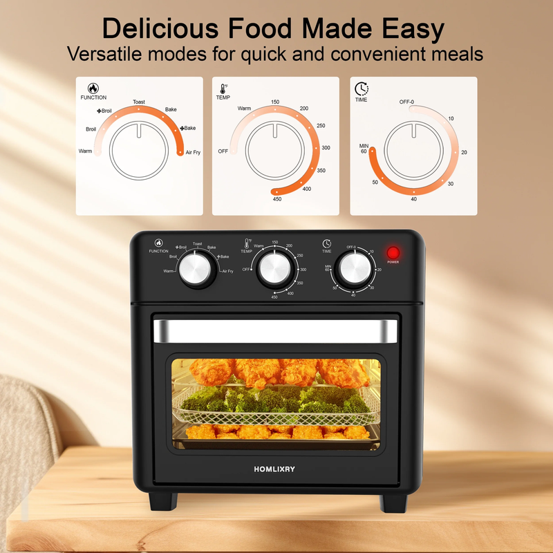 14QT Air Fryer Toaster Oven Combo 7 in 1 Oil Less Cooker Bake Broil Toast Black5