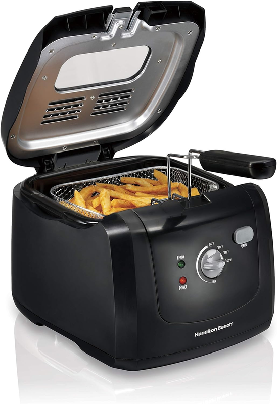Cool Touch Electric Deep Fryer with Basket and Lid, 2 Liters / 8 Cups Oil Capaci0