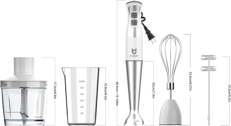 Immersion Hand Blender,  5-In-1 8-Speed Immersion Blender with 500Ml Food Grinde5