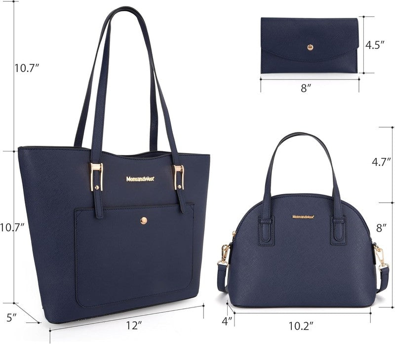 3PCS Purses for Women Tote Bag and Wallet Set Shoulder Satchel Handbags5