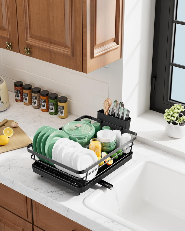 Dish Drying Rack for Kitchen Counter, Stainless Steel Sink Organization and Stor8
