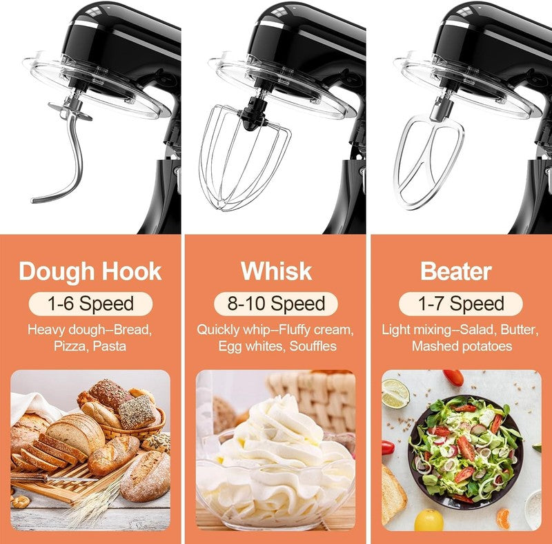 3-in-1 Stand Mixer 6.5QT 660W 10-Speed w/ Dough Hook Whisk Beater2