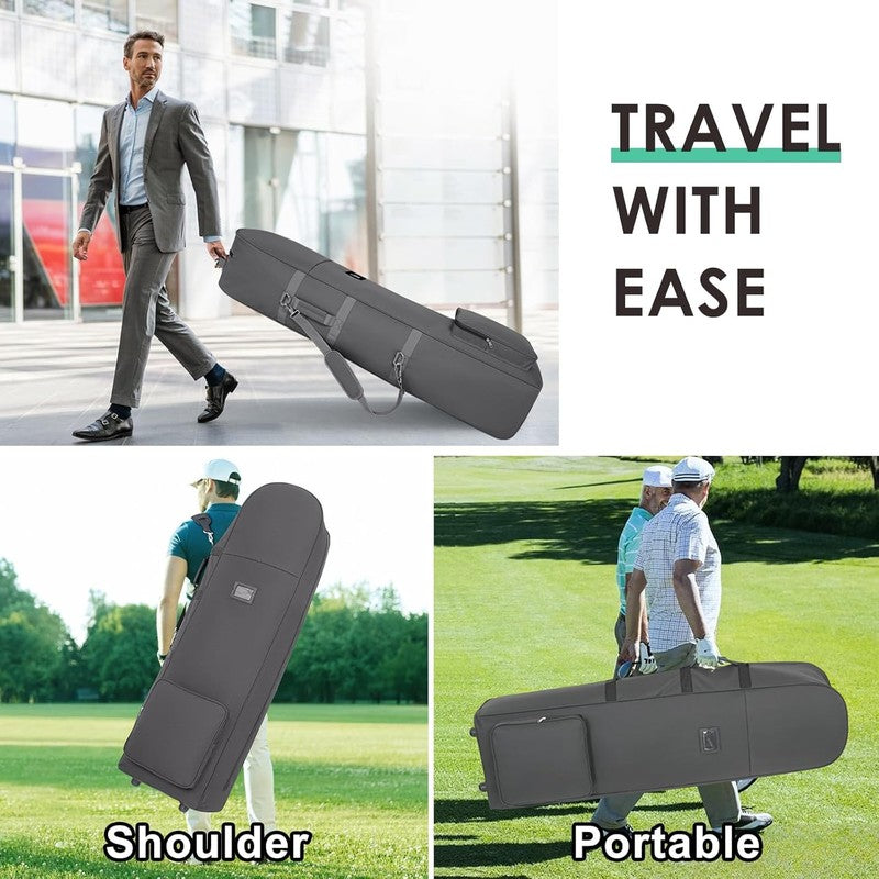 Golf Travel Bag Airline Friendly Hard Soft Case w Adjustable Rod & Should5