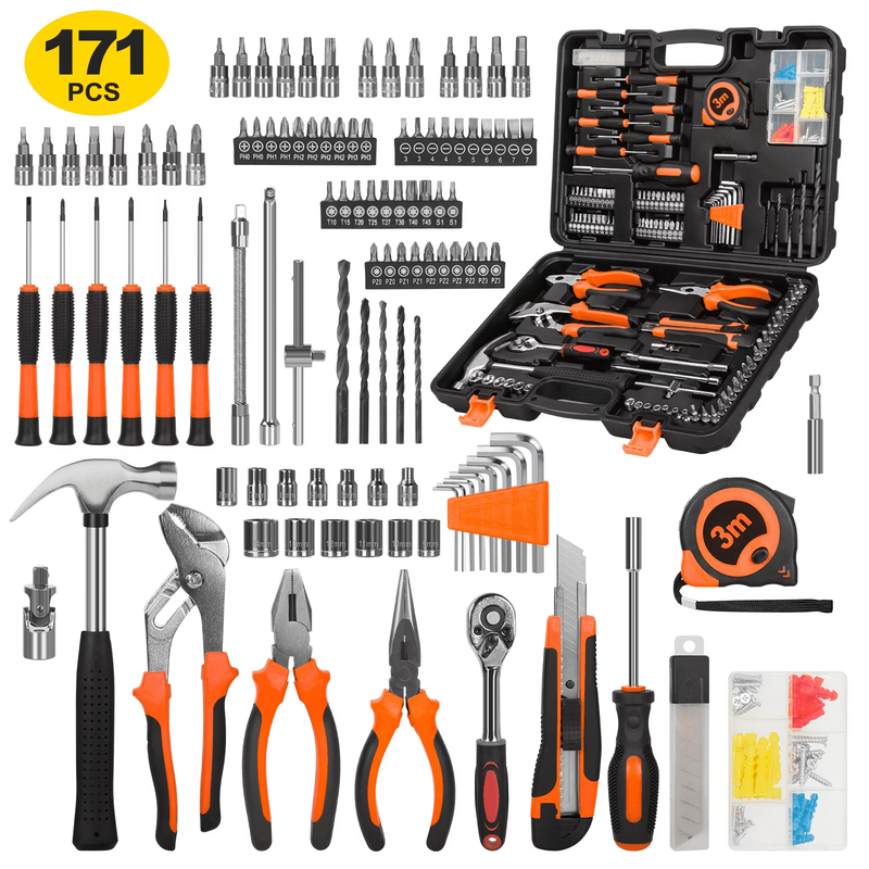 171 Piece Socket Wrench Auto Repair Tool Combination Package 1/4" Ratchet Wrench8