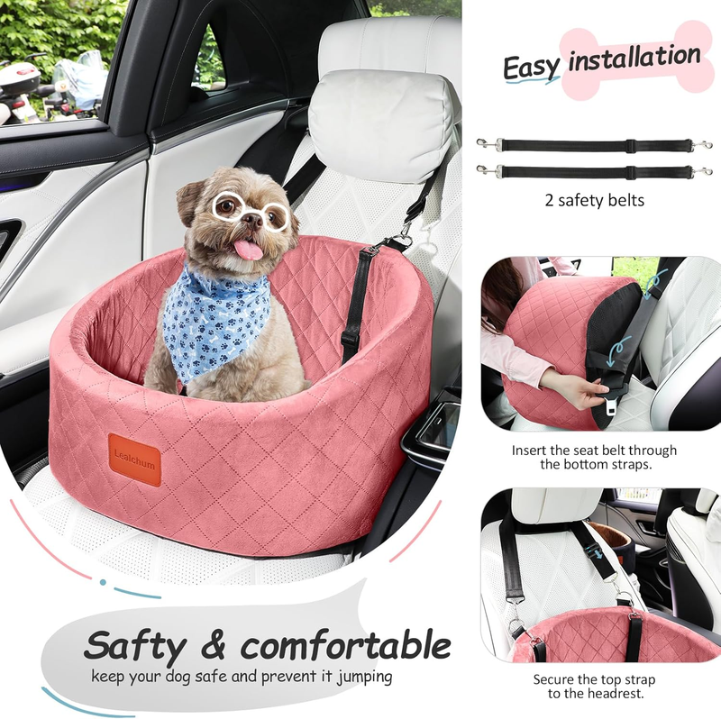 Dog Car Seat for Small Dogs up to 30 Lbs,Ultra Soft Fabric Fill in Comfy Memory 3