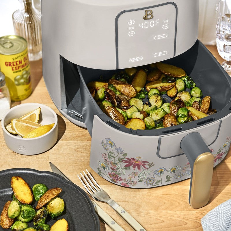 6 Qt Air Fryer w/ Turbocrisp Technology Evergood Ceramic Nonstick Taupe Flower9