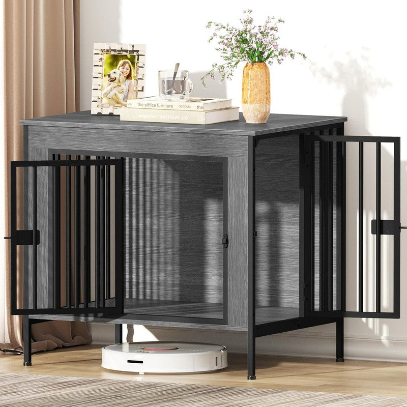 Dog Crate Furniture 28.15" Indoor TV Stand Single/Double Small Dogs Dark Gray6