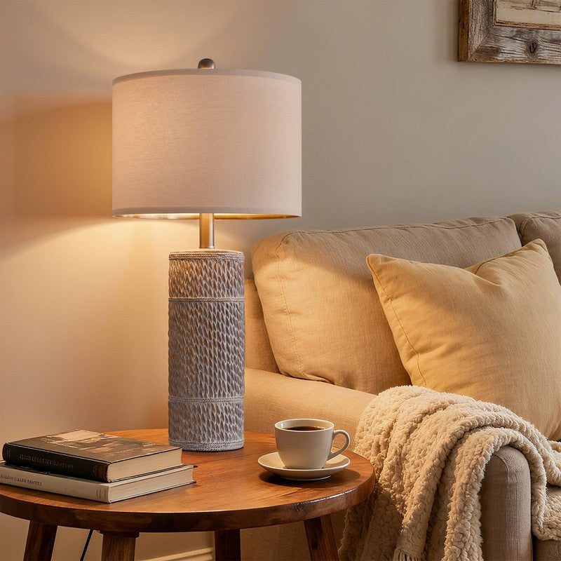 Set of 2 25.5" Farmhouse Table Lamps Resin Retro for Bedroom & Living Room3