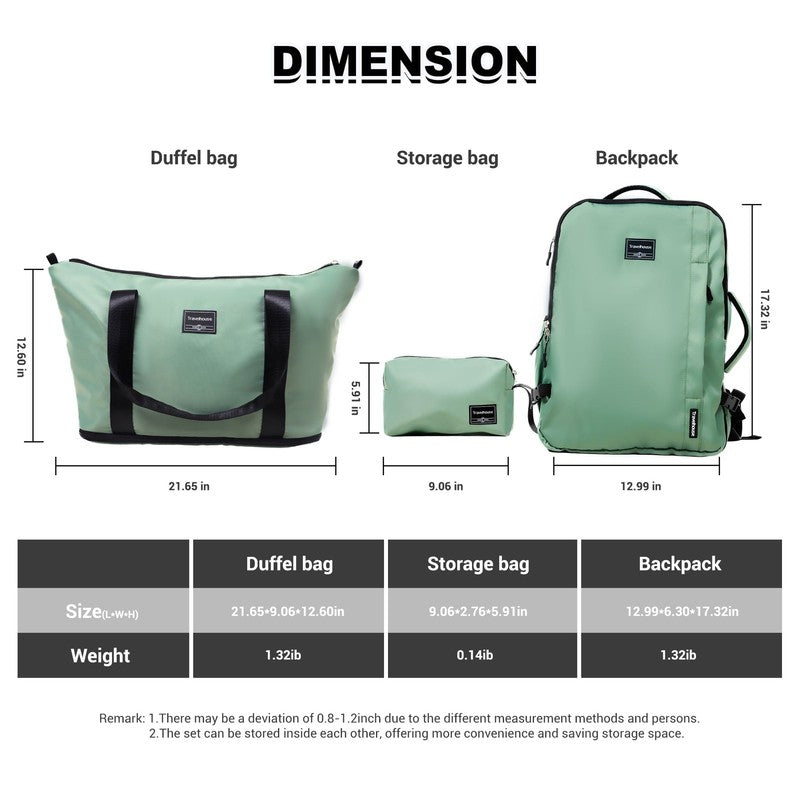 6-Piece Hardshell Luggage Set - Lightweight Suitcase with Carry-On Backpack, Duf9