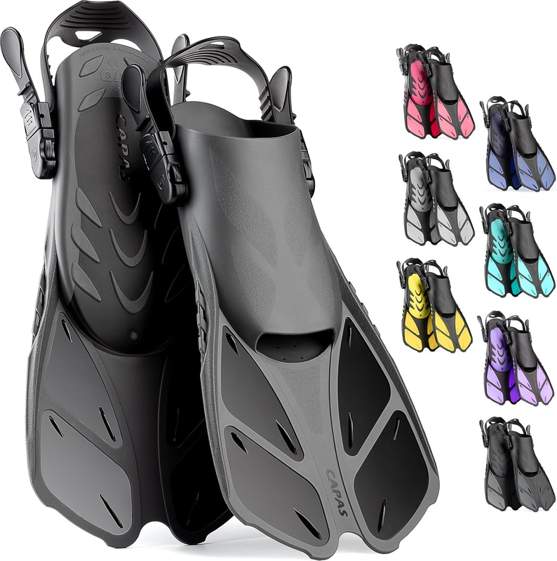 Travel Size Snorkel Fins Adjustable Open Heel Swim Fins for Diving Snorkeling8