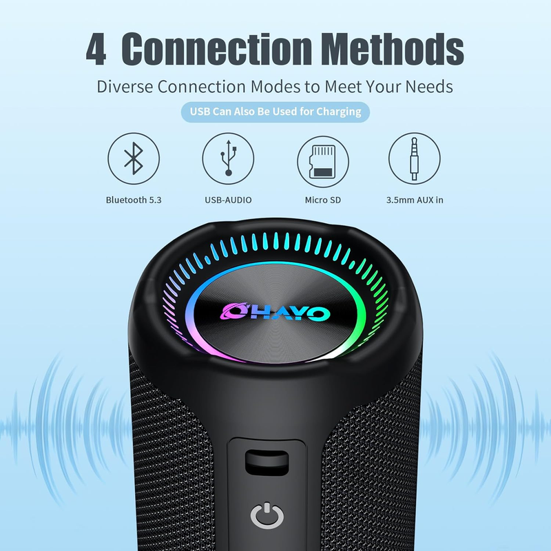 Bluetooth Speaker 25W Loud Stereo Super Bass IPX7 Waterproof Portable Outdoor6